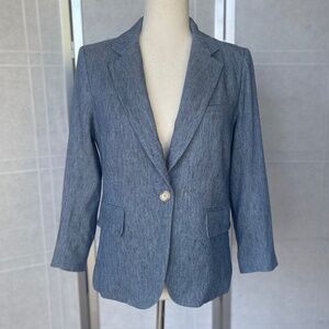 NWOT Veronica Beard Heather Blue Linen Schoolboy Dickey Jacket sz 6